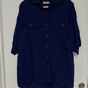 Everlane Deep Navy Textured Button-Down Shirt